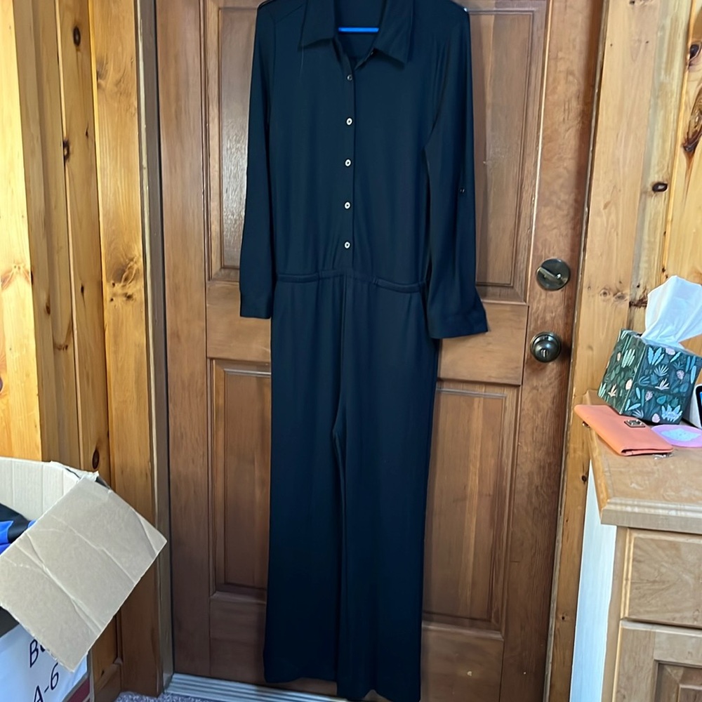 SOFT SURROUNDING Black Button Romper Jumpsuit Size Medium